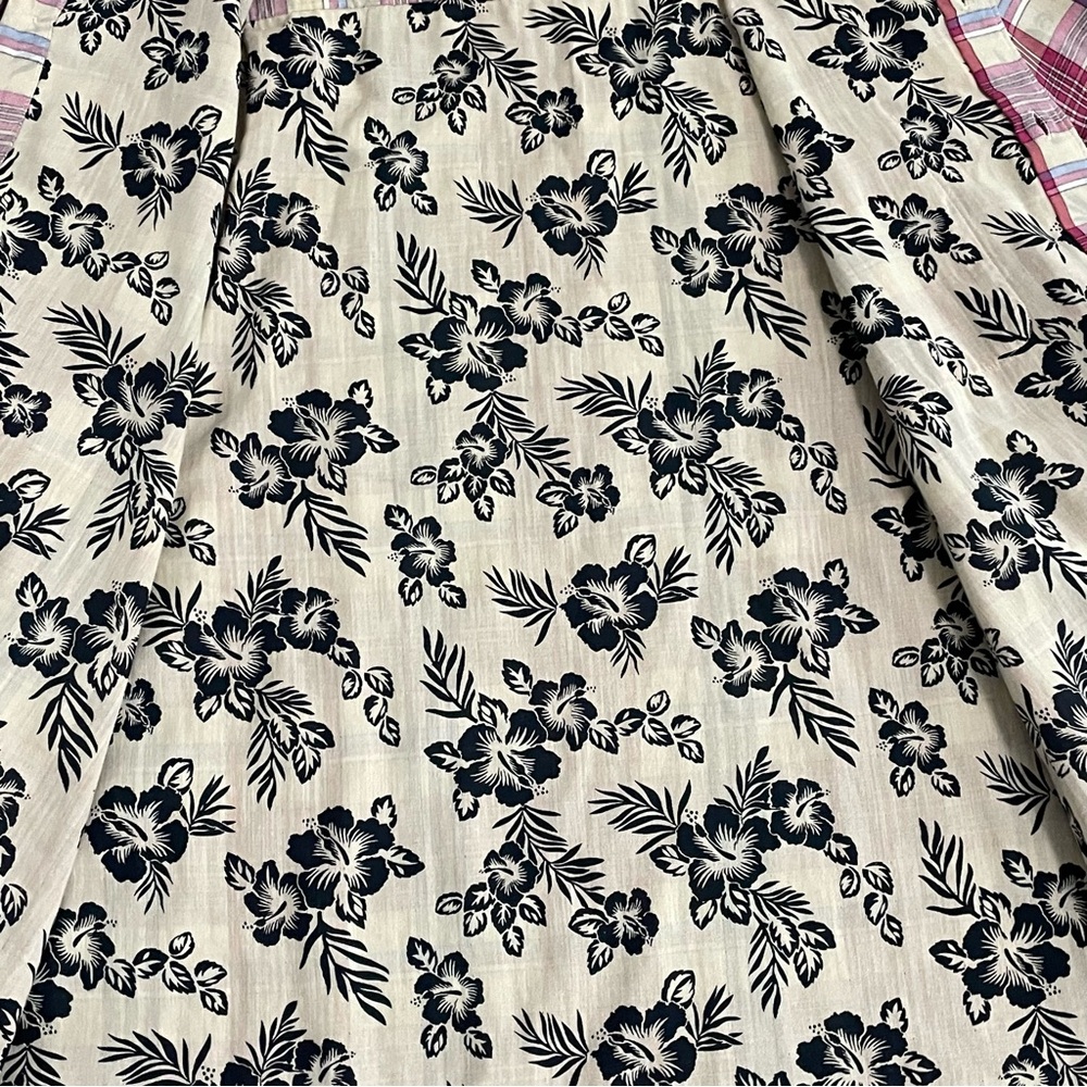 Tommy Bahama Plaid Long Sleeve Floral Shirt Plaid Collard Camp Mens Large - Picture 5 of 14
